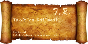Takács Rómeó névjegykártya